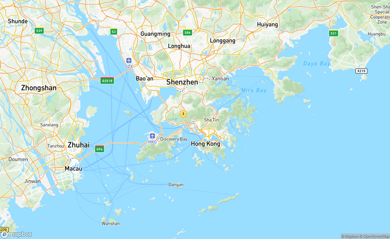 Map of Hong Kong, HKG