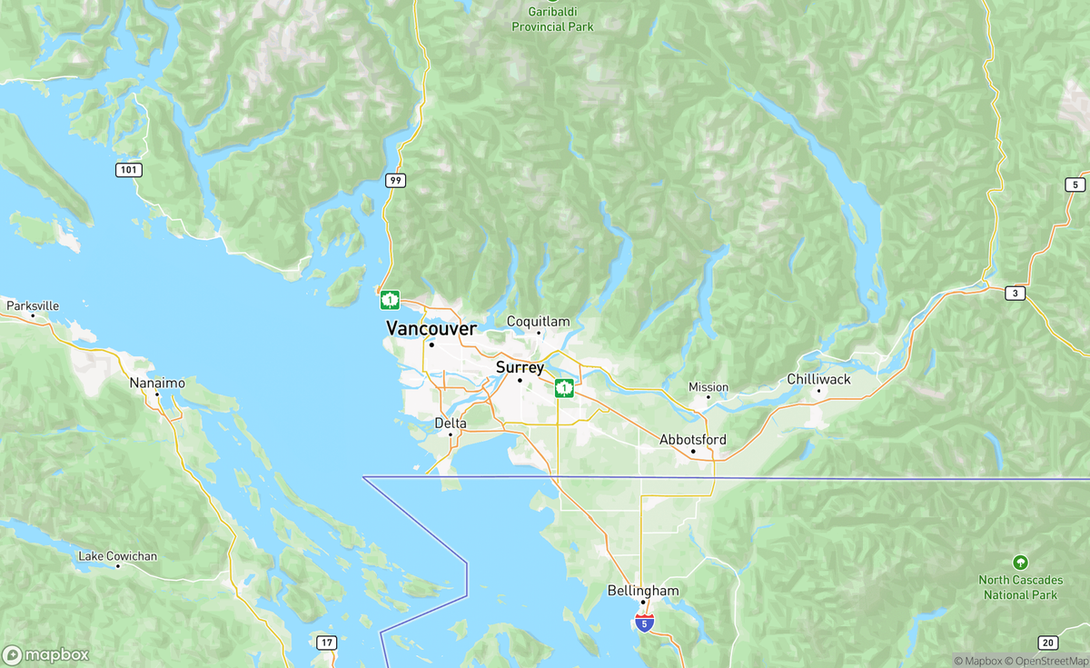 Map of Vancouver, BC, CAN
