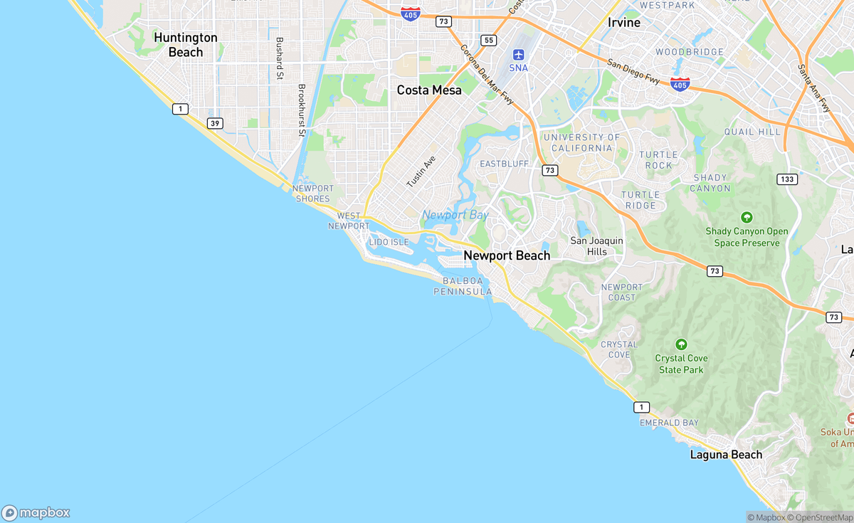 Map of Newport Beach, CA, USA