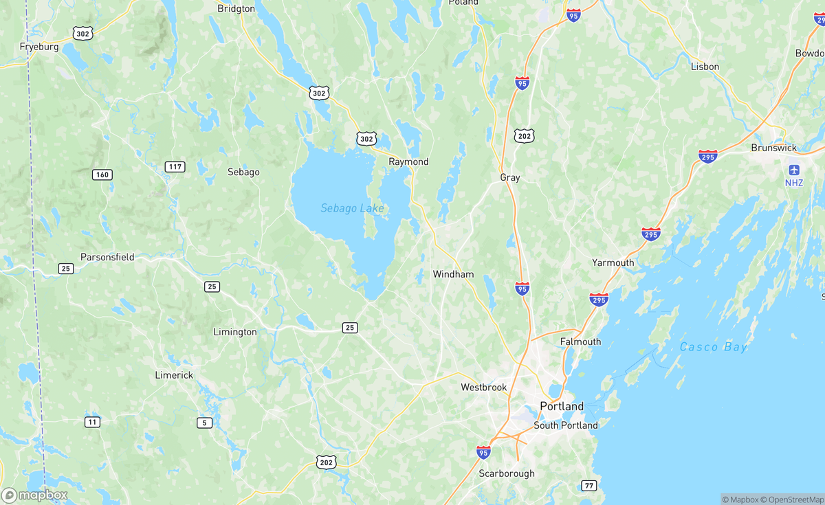Map of Sebago Lake, ME, USA