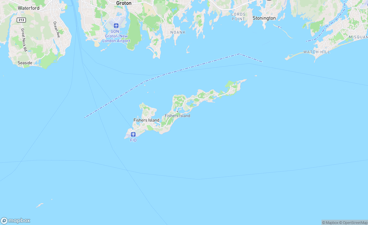 Map of Fishers Island, NY, USA