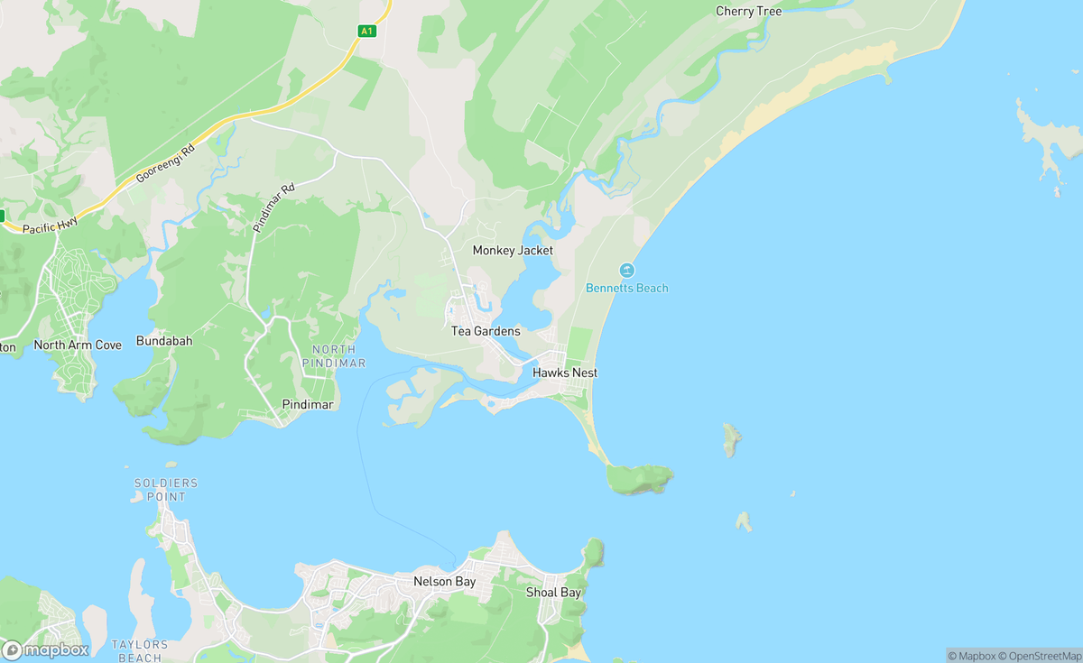 Map of Hawks Nest, NSW, AUS