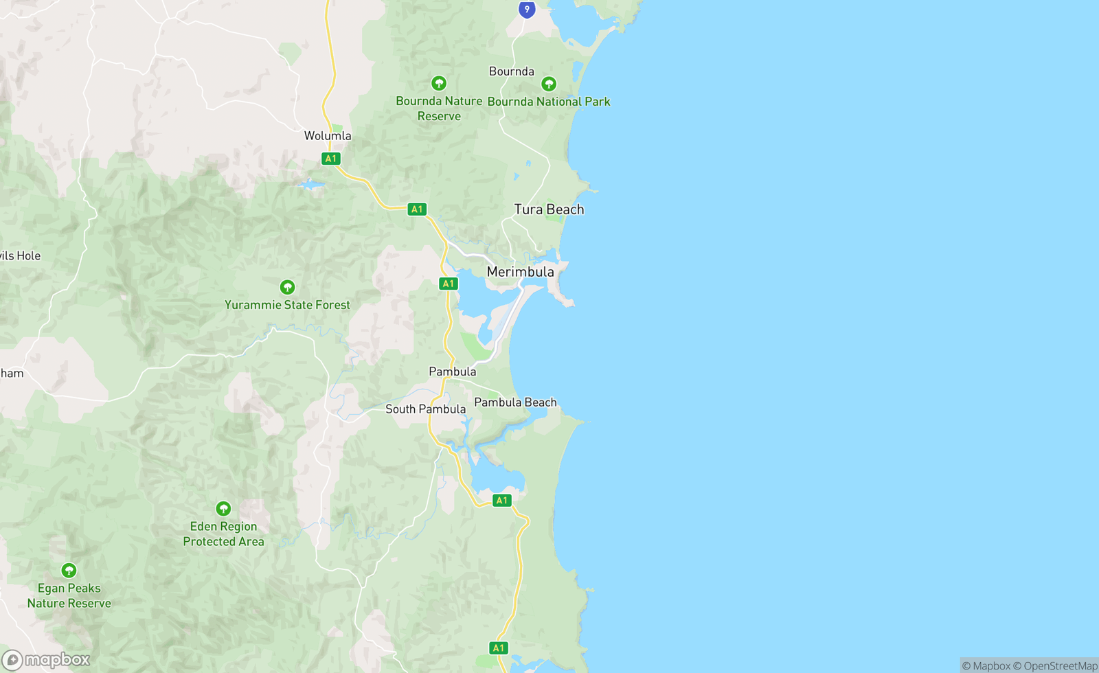Map of Merimbula Bay, Pambula, NSW, AUS