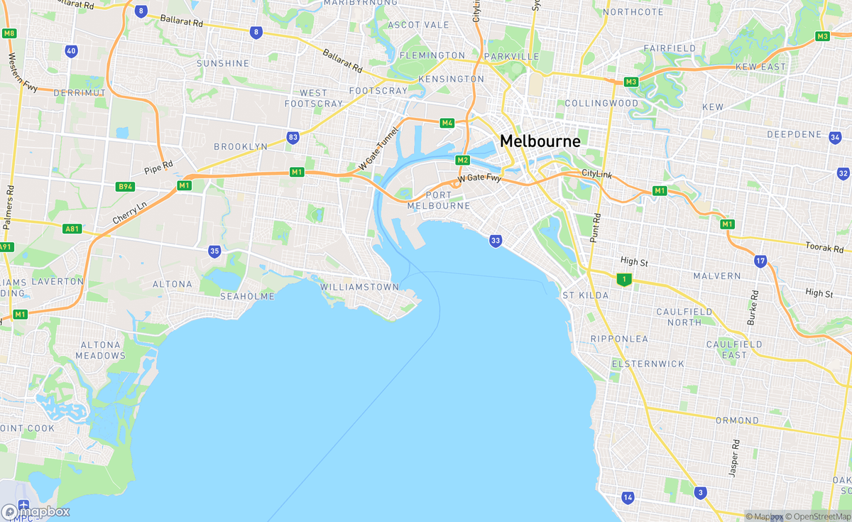Map of Melbourne, VIC, AUS