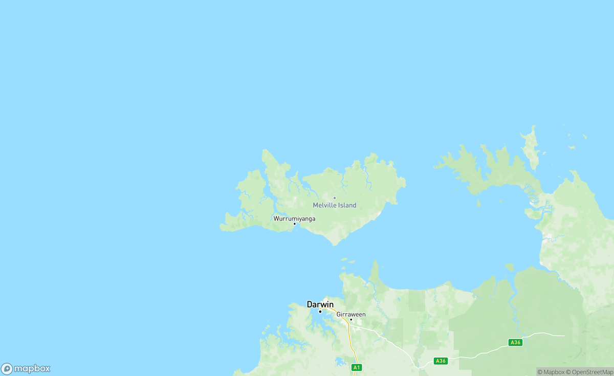 Map of Tiwi Islands, NT, AUS