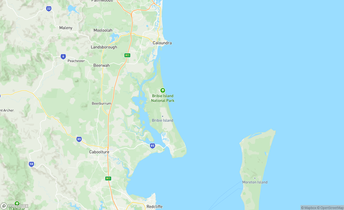 Map of Bribie Island, QLD, AUS