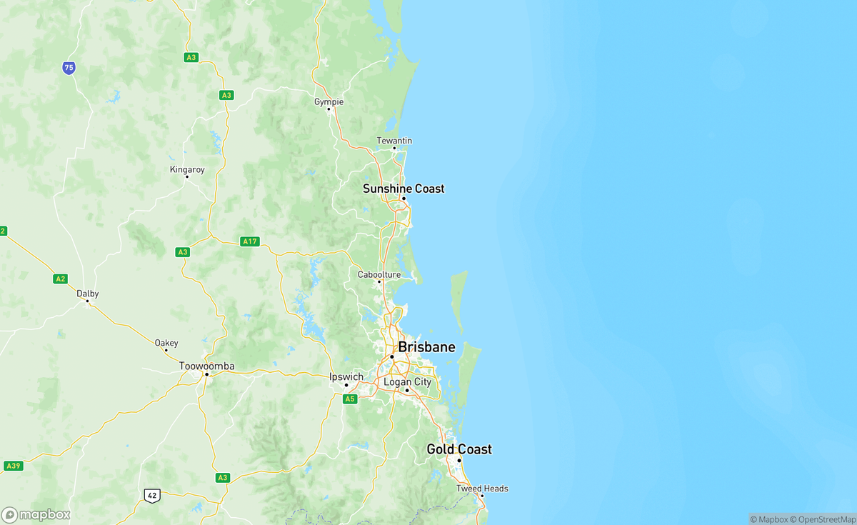 Map of South East Queensland, QLD, AUS