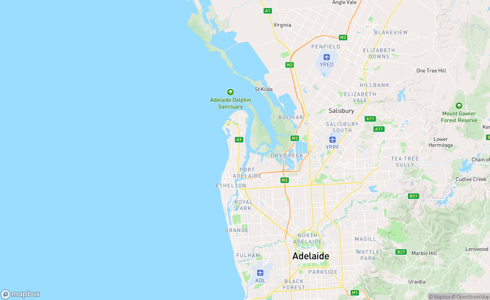Map of Adelaide, SA, AUS