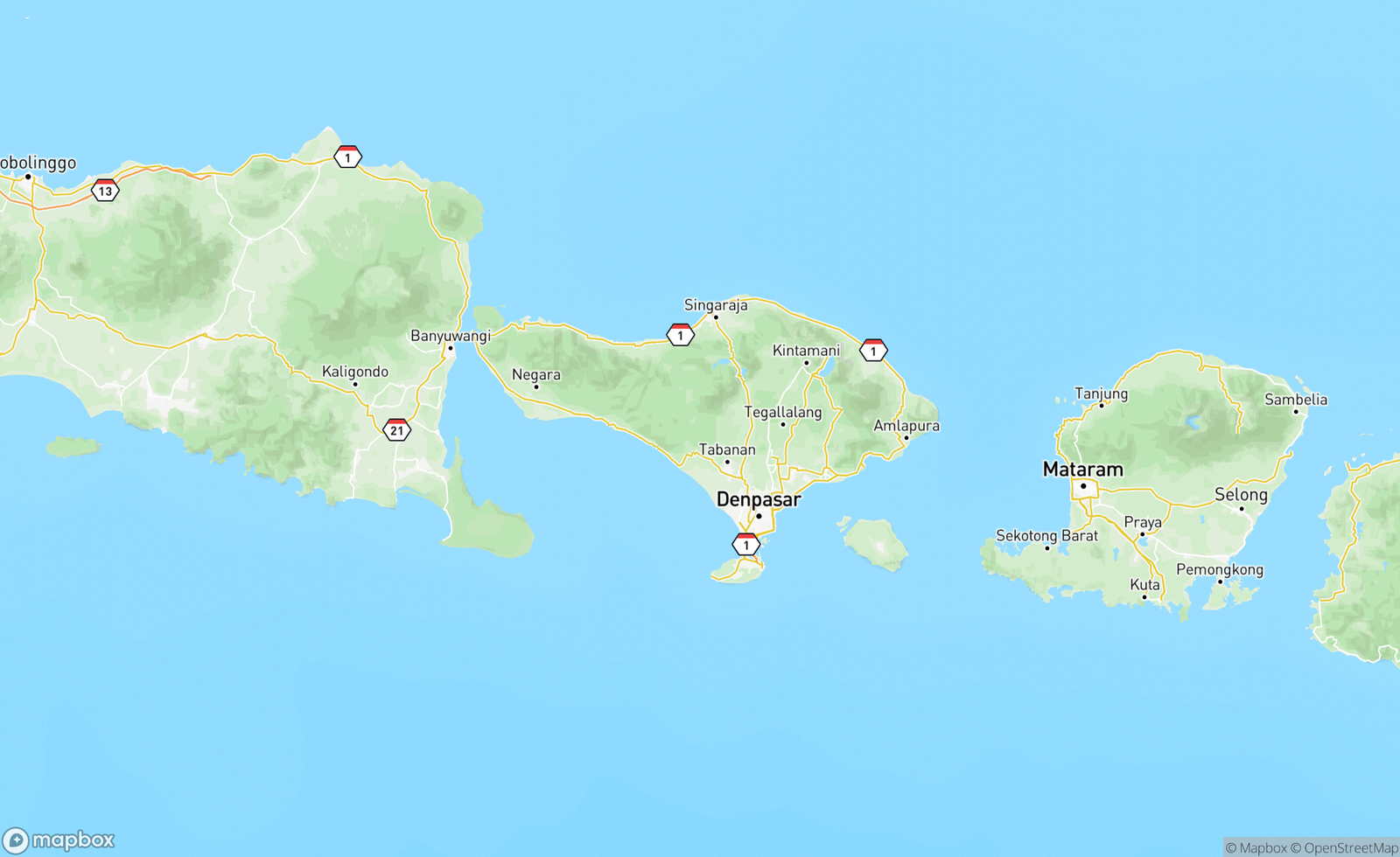 Map of Bali, Indonesia, IDN
