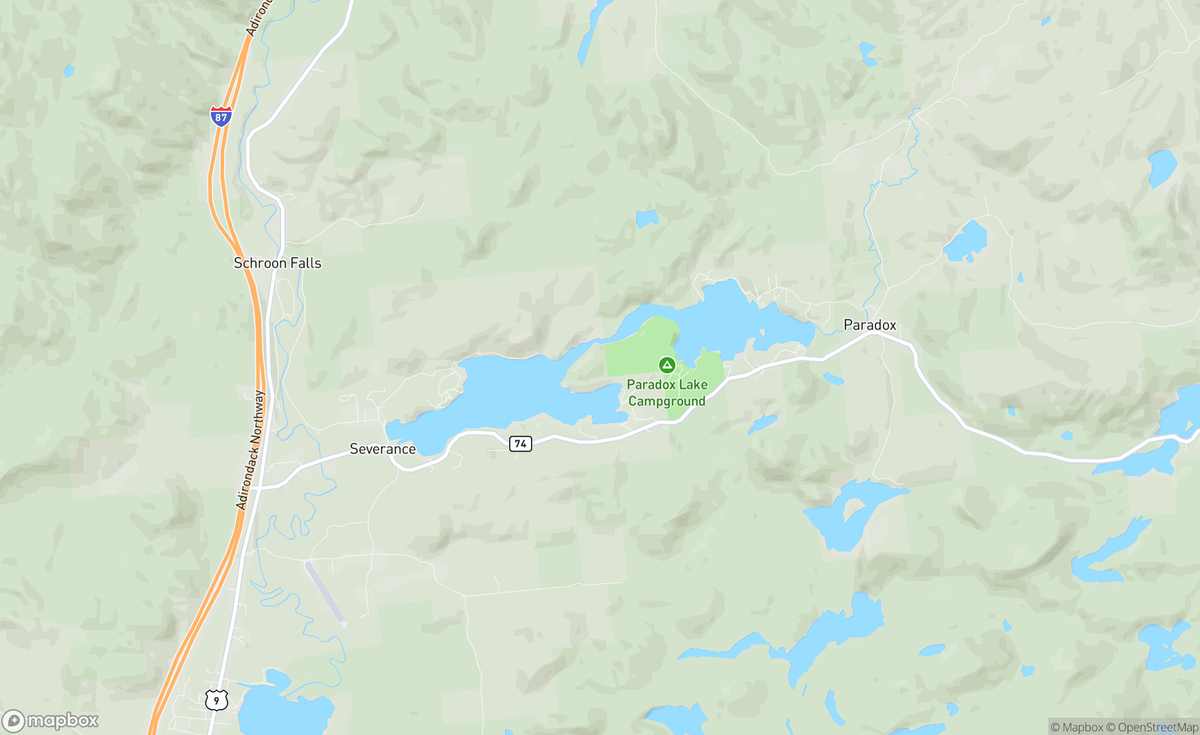 Map of Paradox Lake, NY, USA