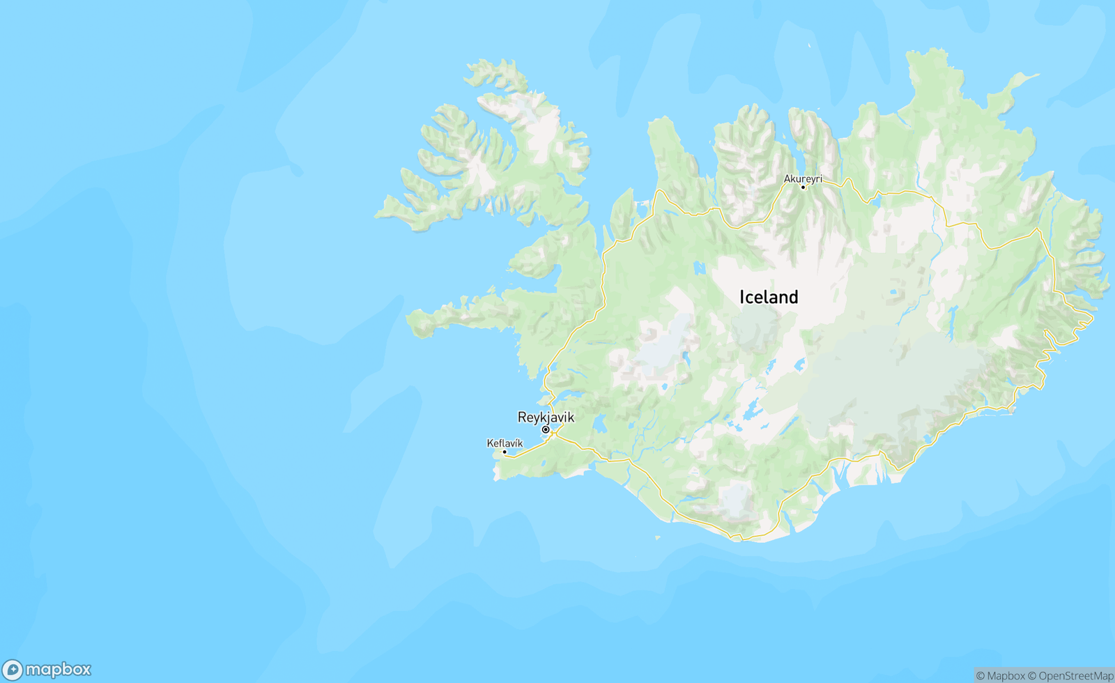 Map of West Iceland, Ísland, ISL