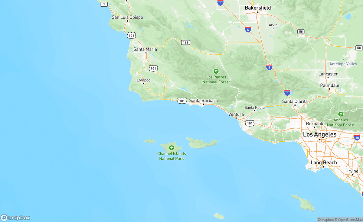 Map of The Channel Islands, CA, USA
