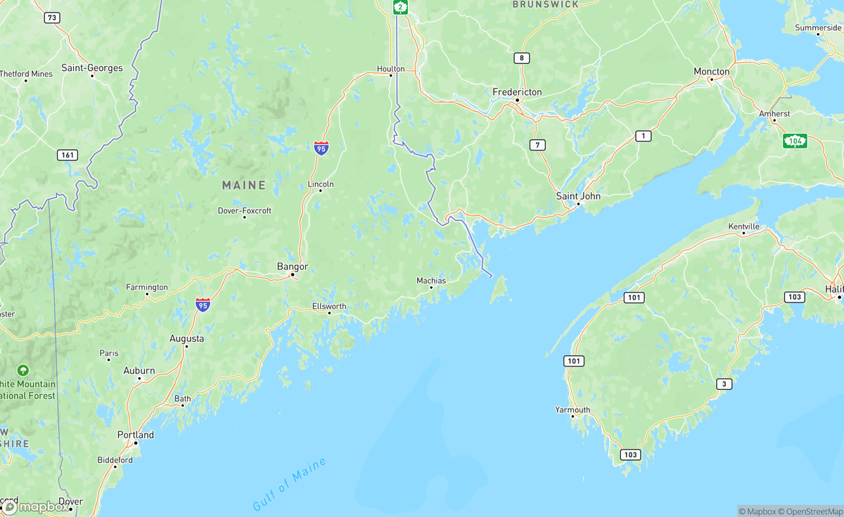 Map of Acadia National Park, Gulf of Maine, ME, USA