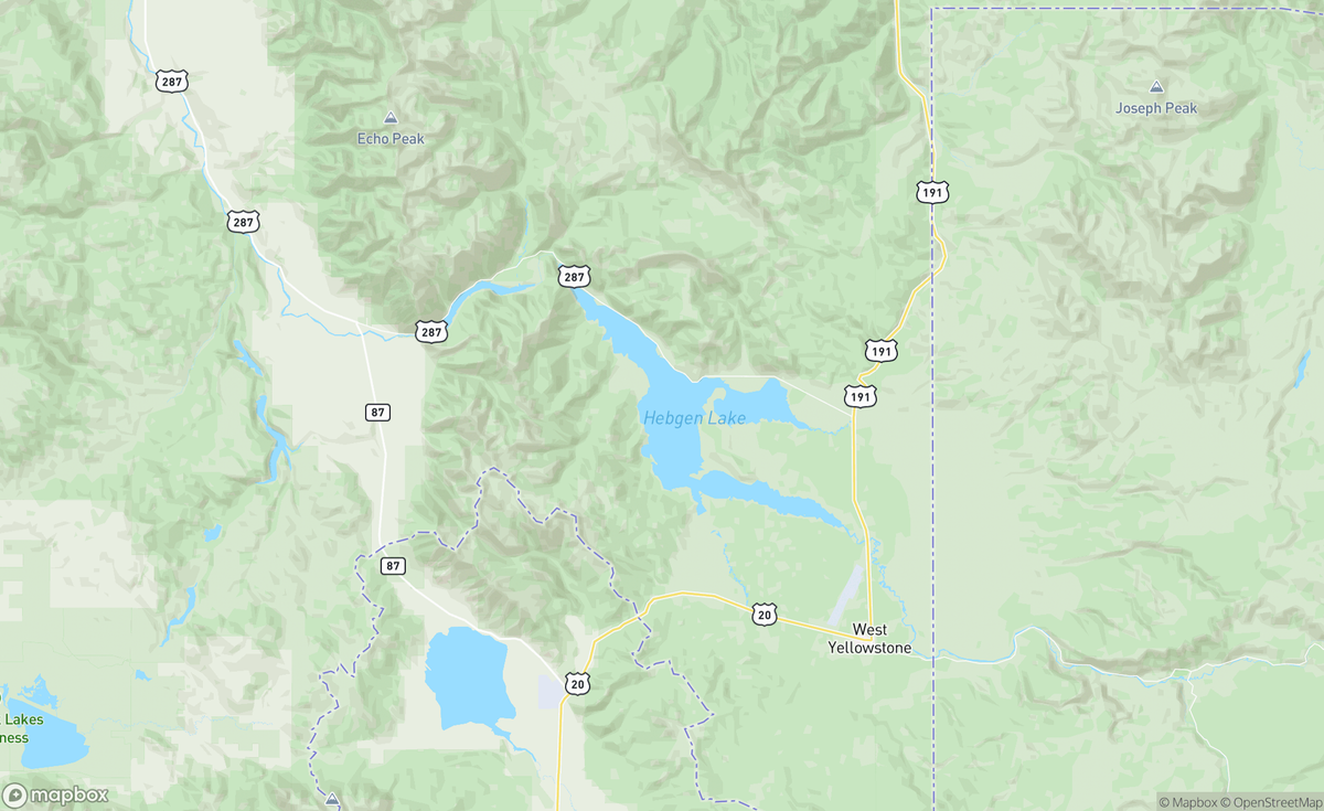 Map of Hebgen Lake, MT, USA
