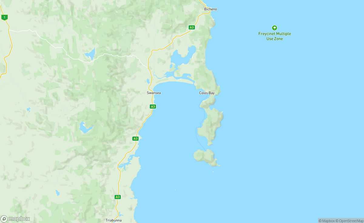 Map of Coles Bay, TAS, AUS