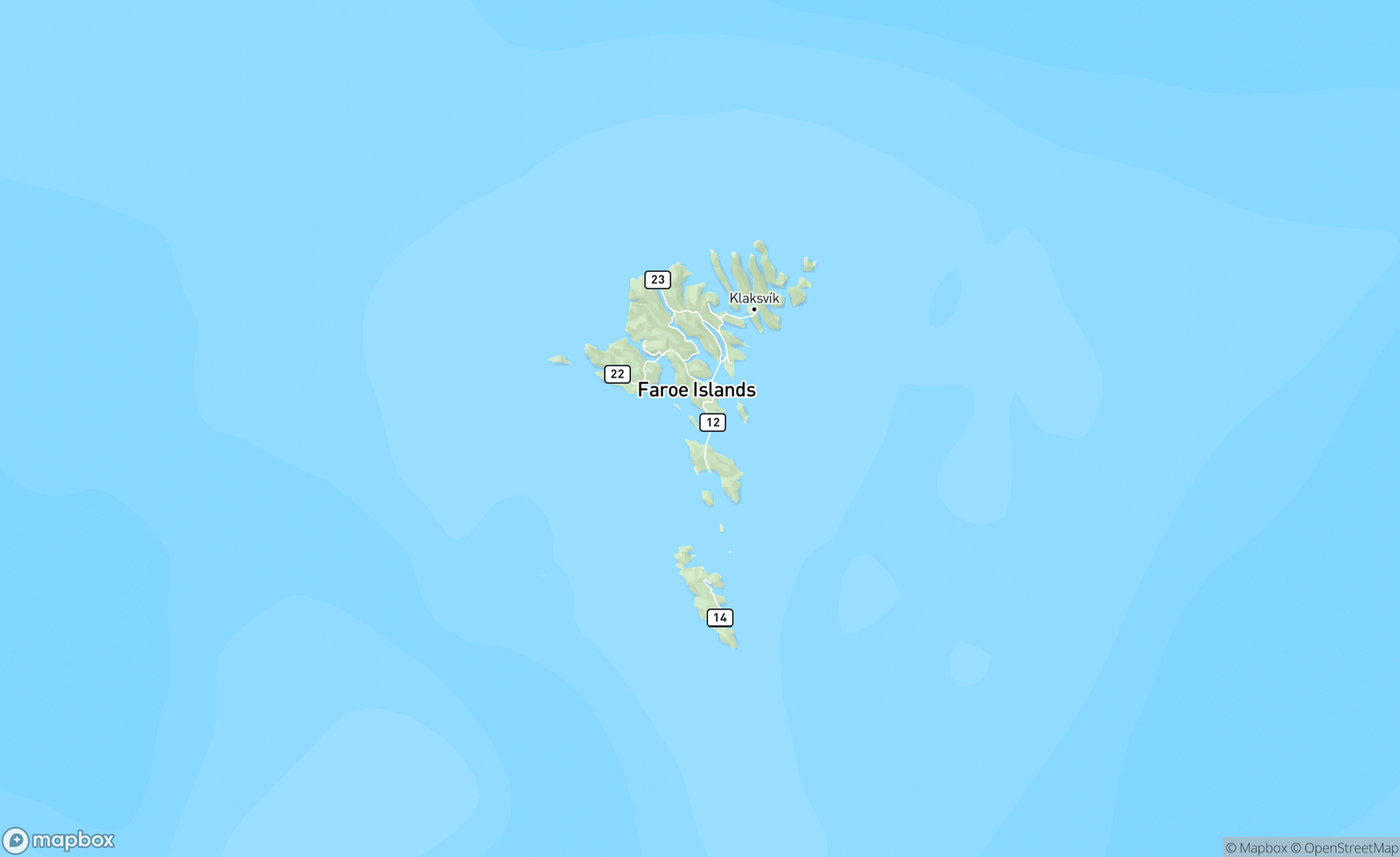 Map of Faroe Islands, Denmark, FRO