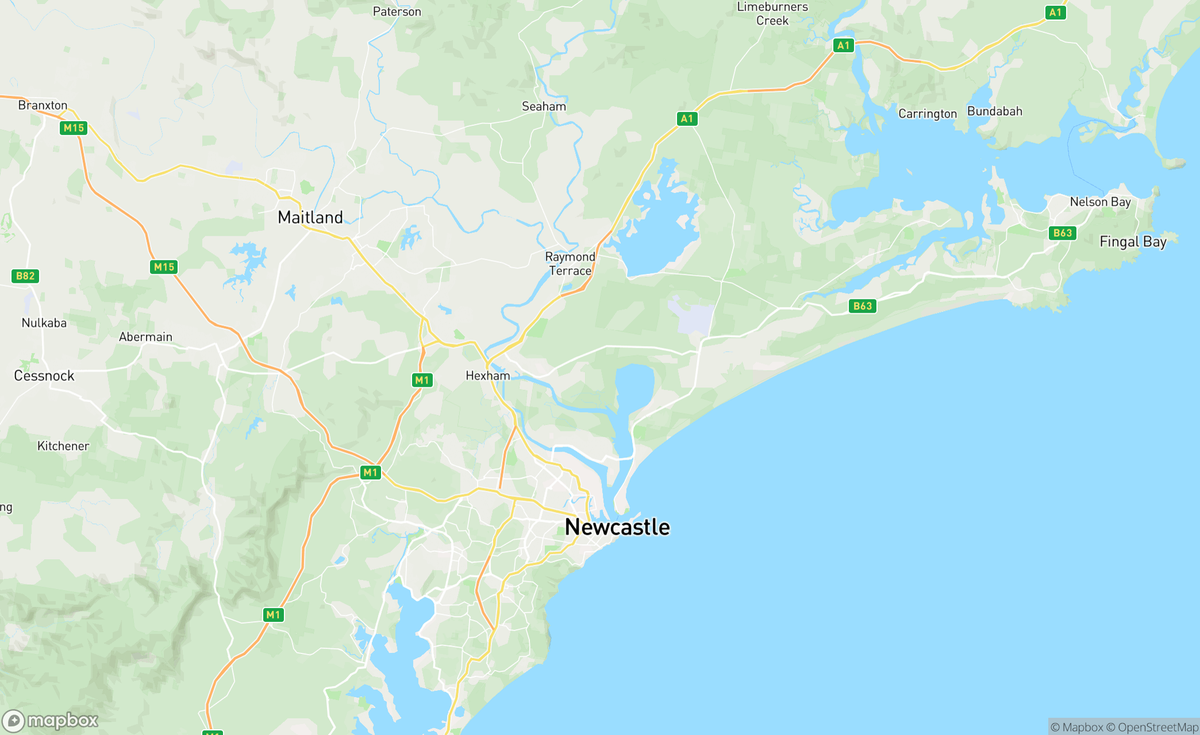 Map of Newcastle 2, NSW, AUS