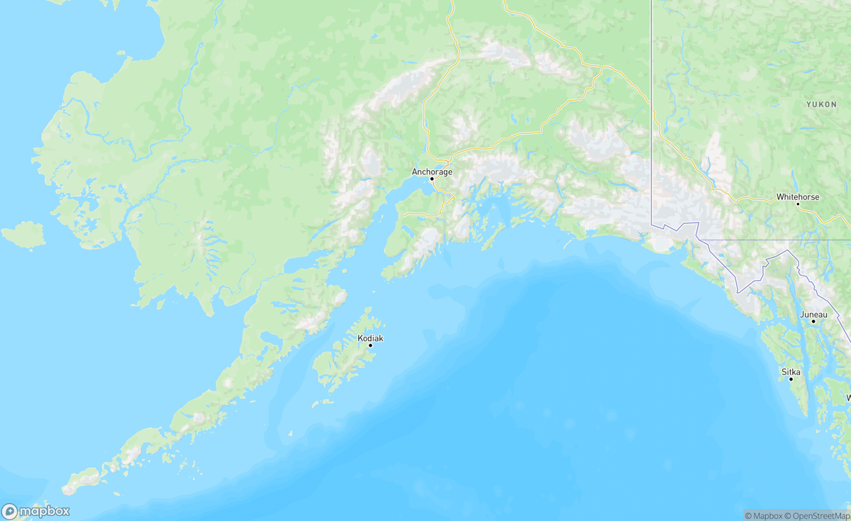 Map of Kenai Peninsula, AK, USA