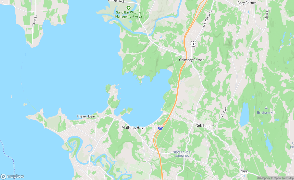 Map of Lake Champlain, Colchester, VT, USA
