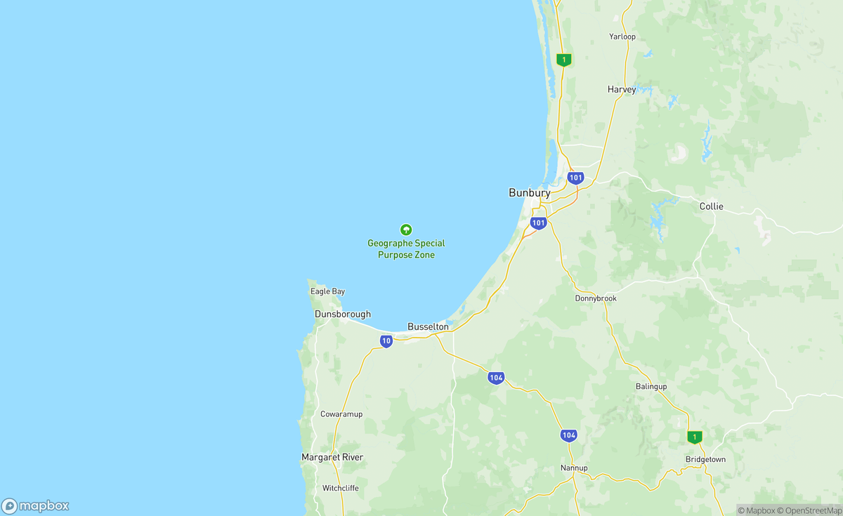 Map of Busselton, WA, AUS