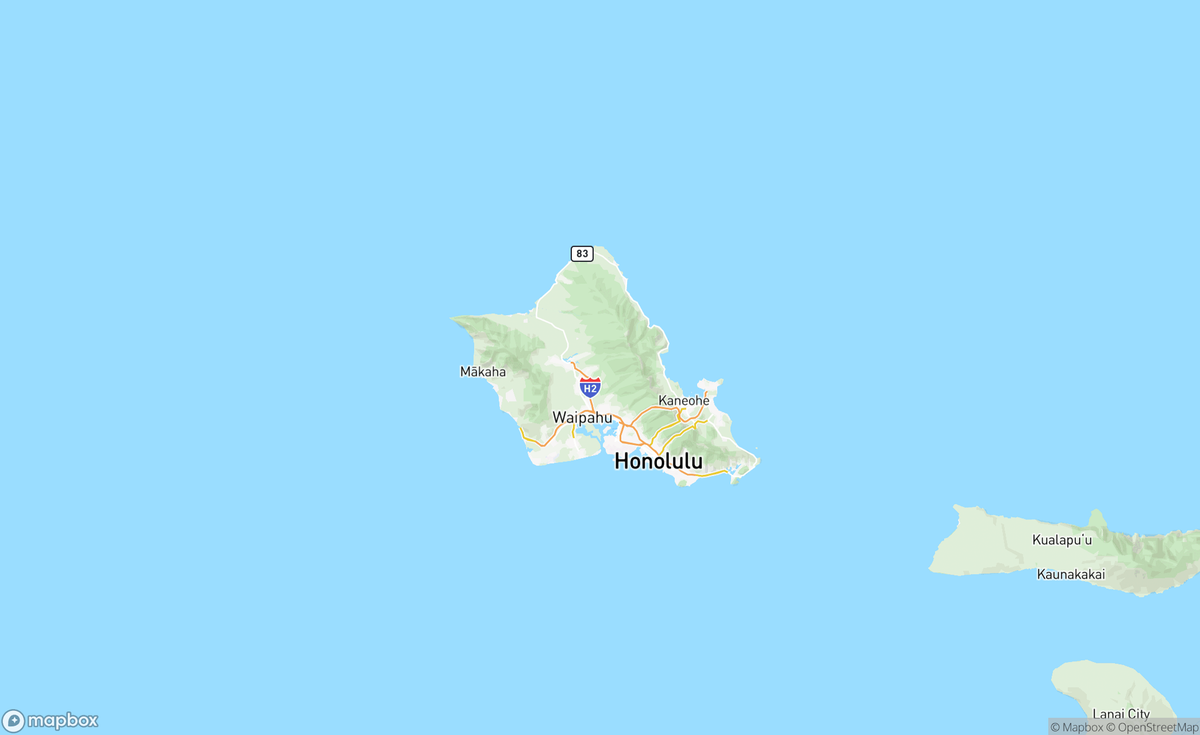 Map of Oahu, HI, USA