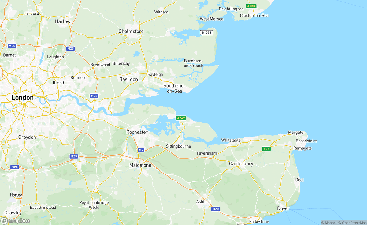Map of River Medway Sheerness, England, GBR
