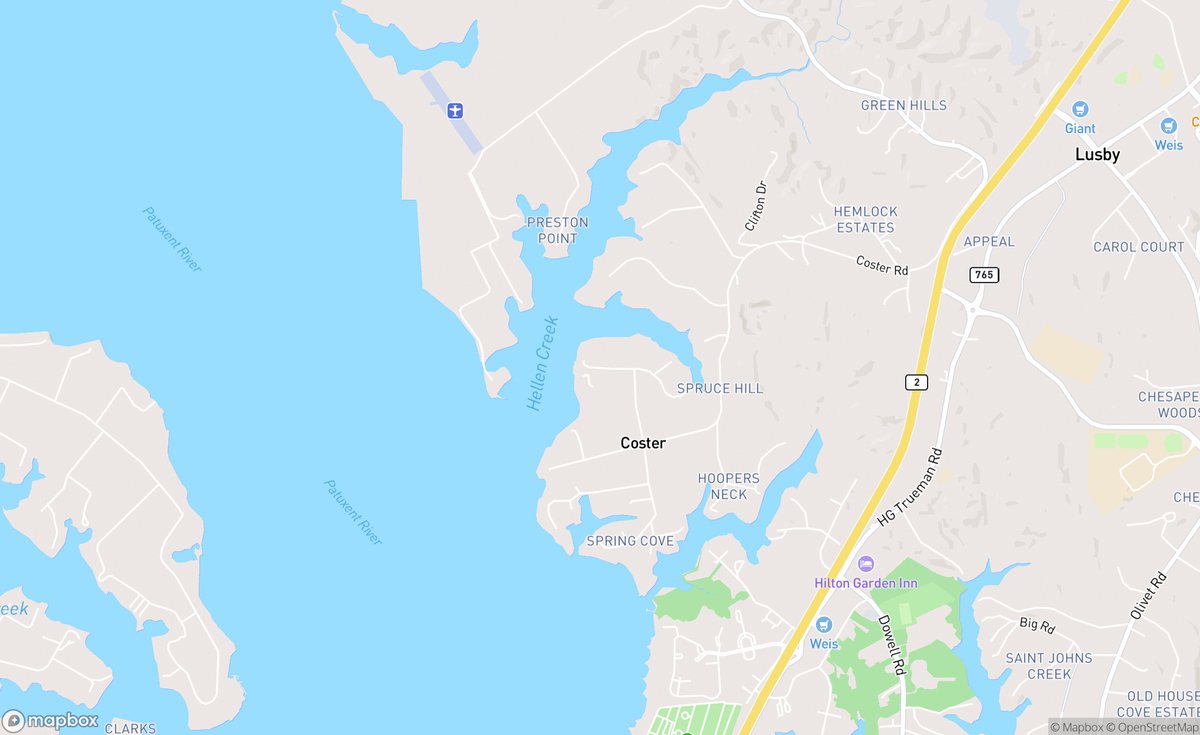 Map of Patuxent River, MD, USA