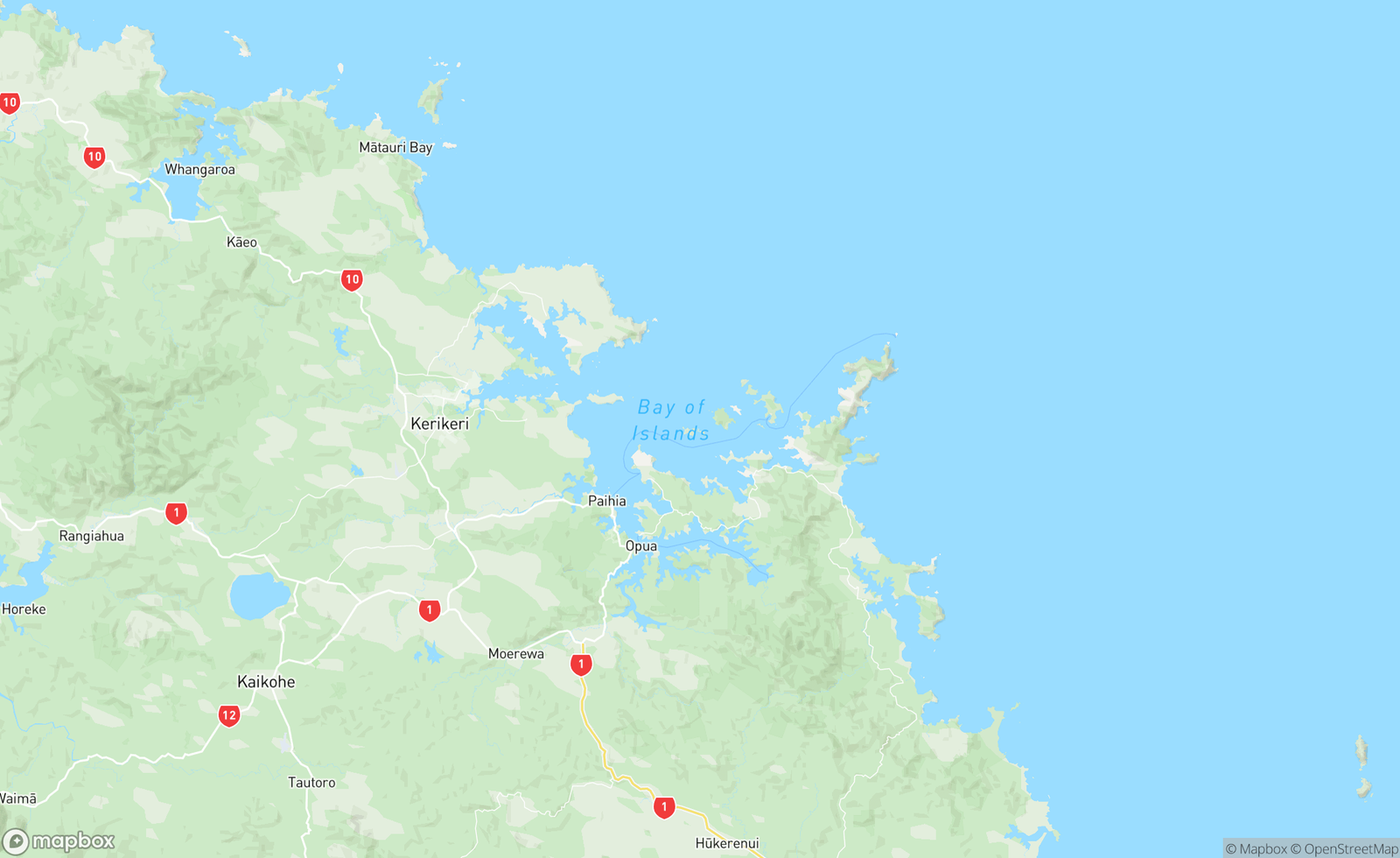 Map of Bay Of Islands, NZ