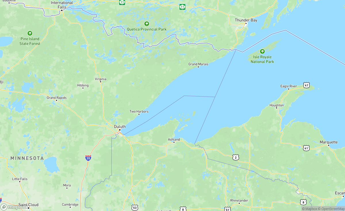 Map of Duluth, Apostle Islands, Lake Superior, WI, USA