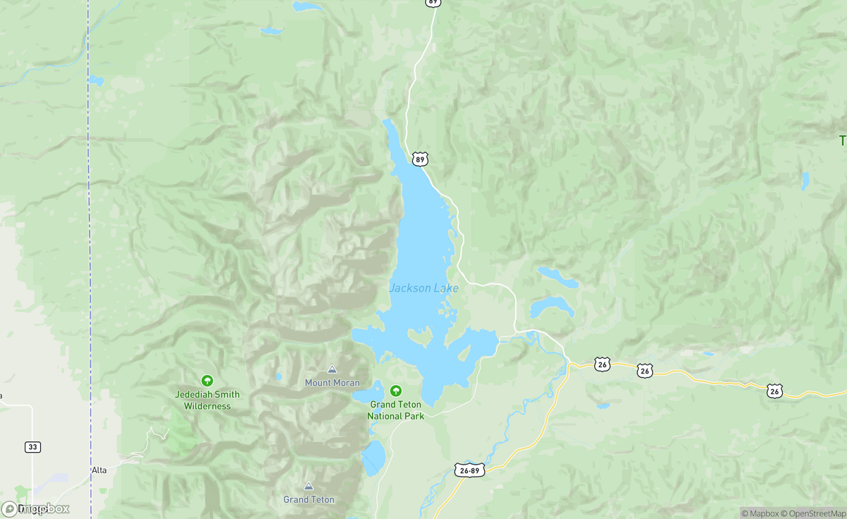 Map of Jackson Lake, WY, USA