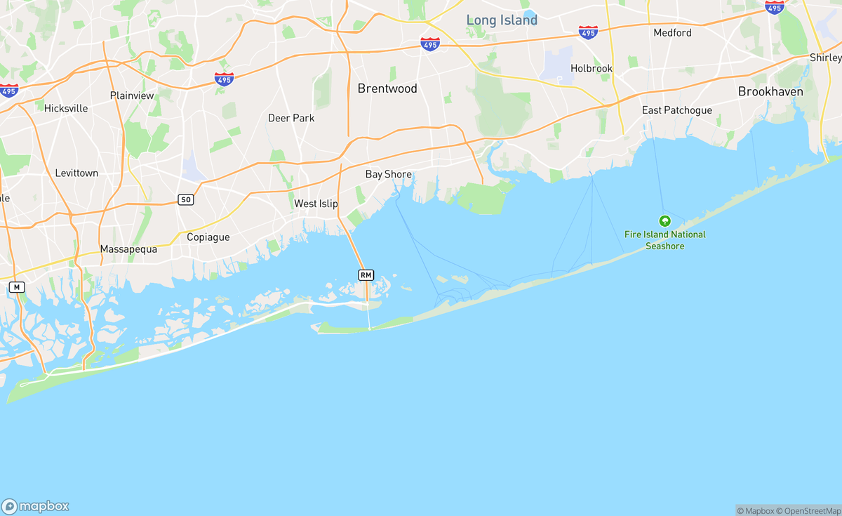 Map of Great South Bay / Fire Island, NY, USA