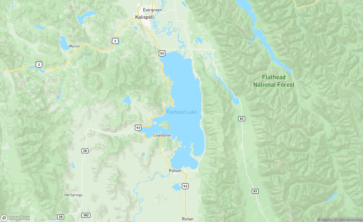 Map of Flathead Lake, MT, USA