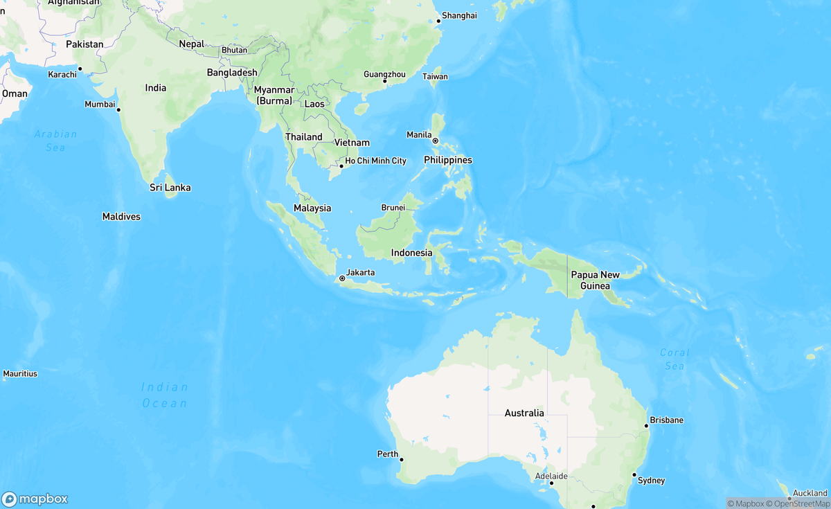 Map of Indonesia, Malaysia, Thailand