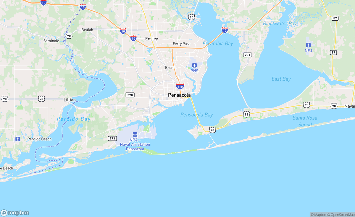 Map of Pensacola, FL, USA