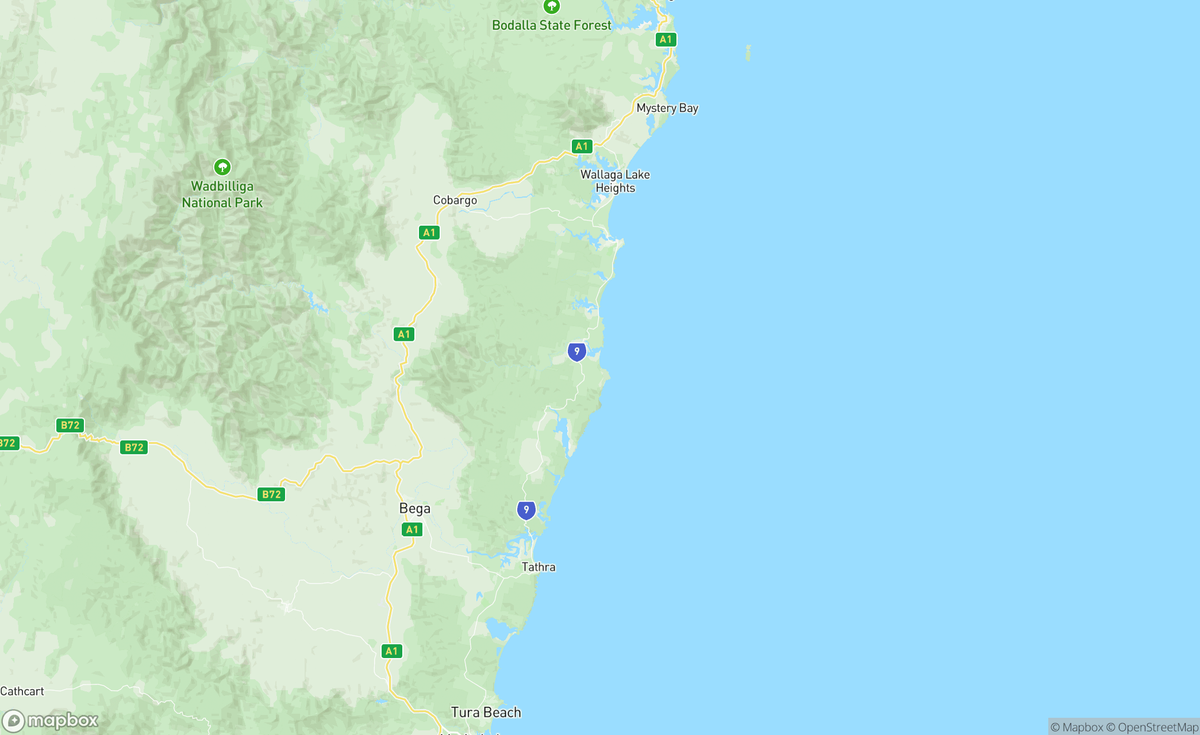 Map of Tathra to Bermagui, NSW, AUS