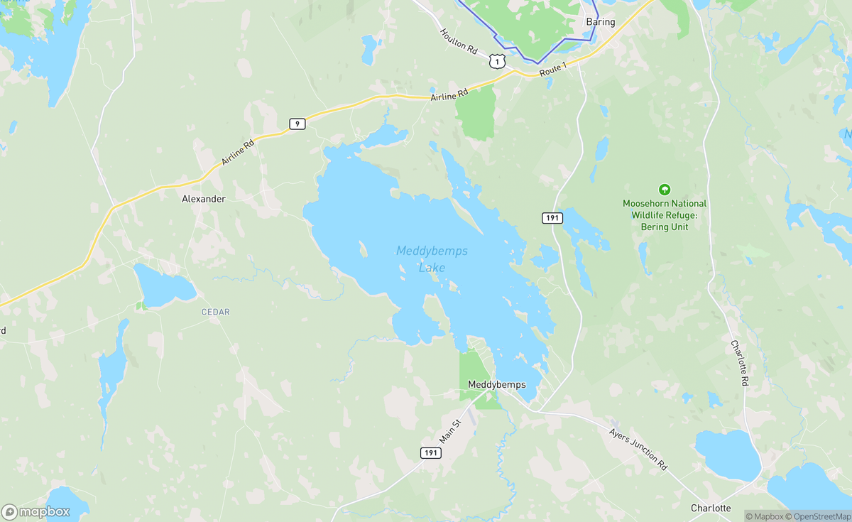 Map of Meddybemps Lake, ME, USA