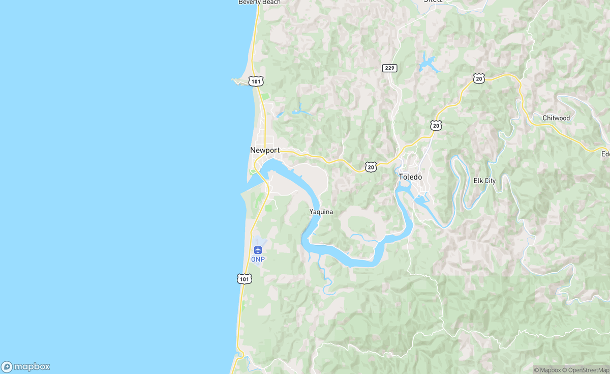 Map of Yaquina Bay, Newport, OR, USA
