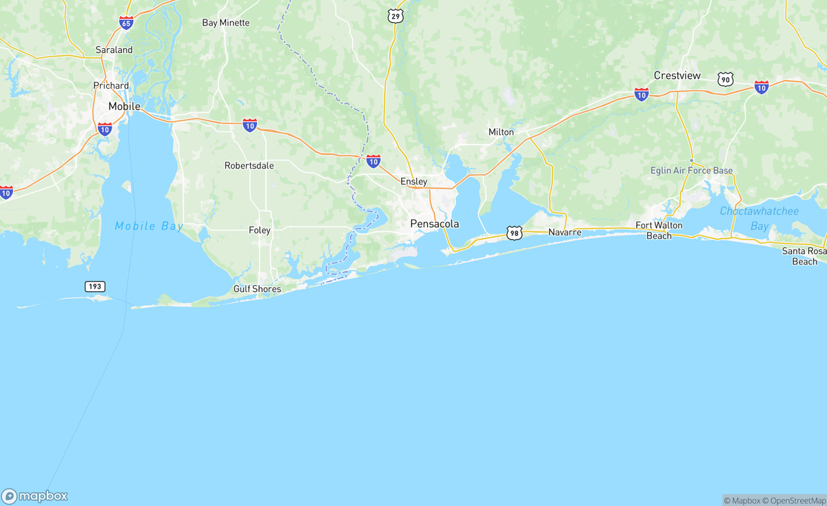 Map of Pensacola Bay 2, FL, USA