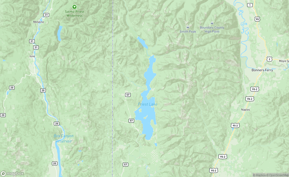 Map of Priest Lake, ID, USA