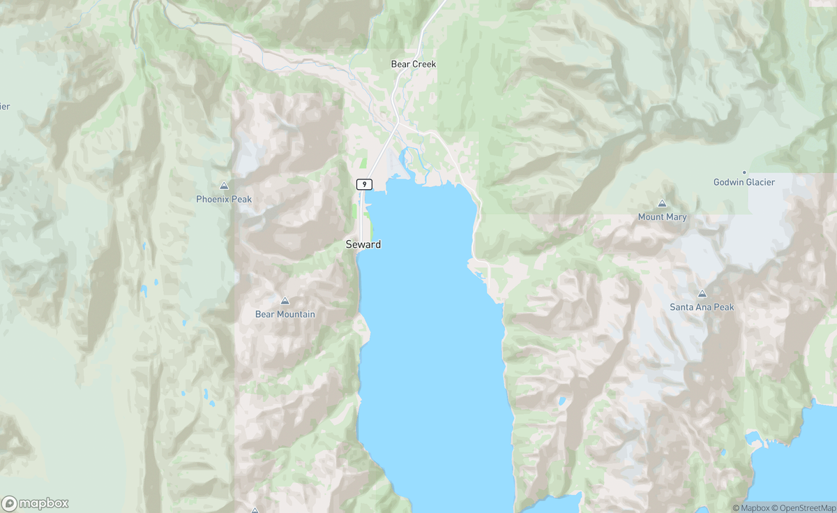 Map of Seward Kenai Peninsula, AK, USA