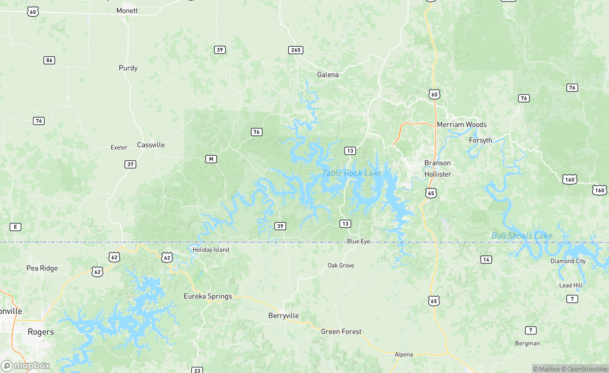 Map of Table Rock Lake, MO, USA