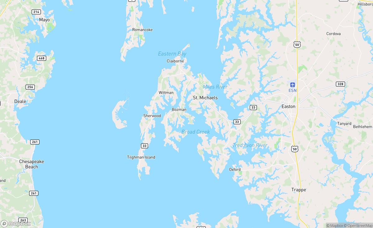 Map of Eastern Bay, St Michaels, MD, USA