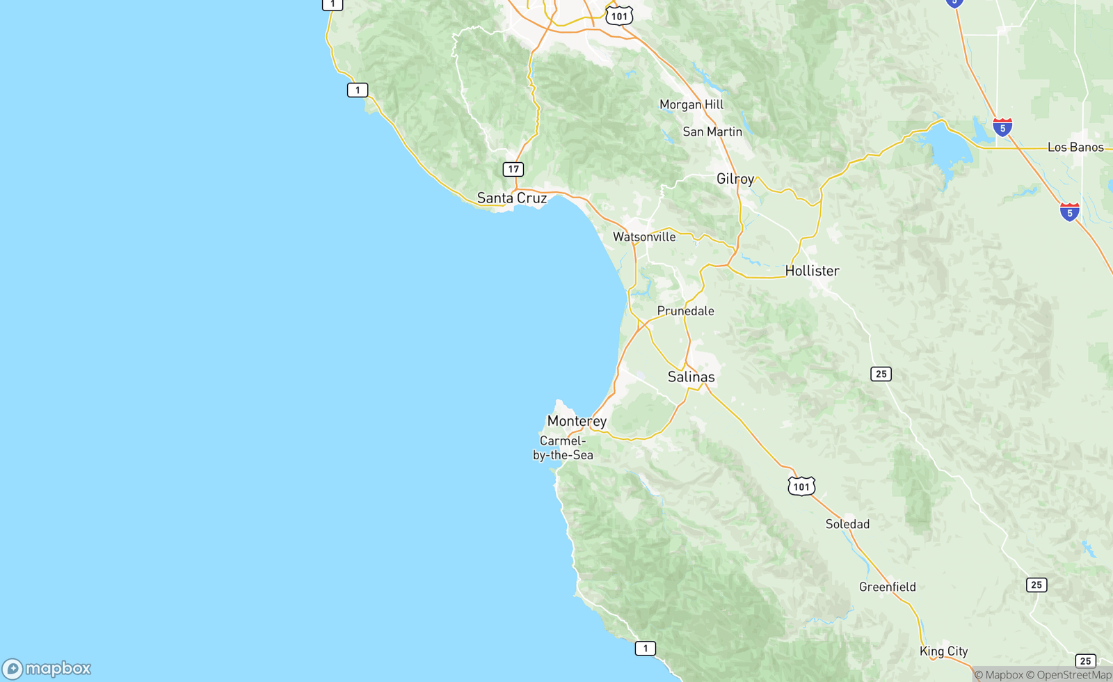 Map of Monterey Bay, CA, USA