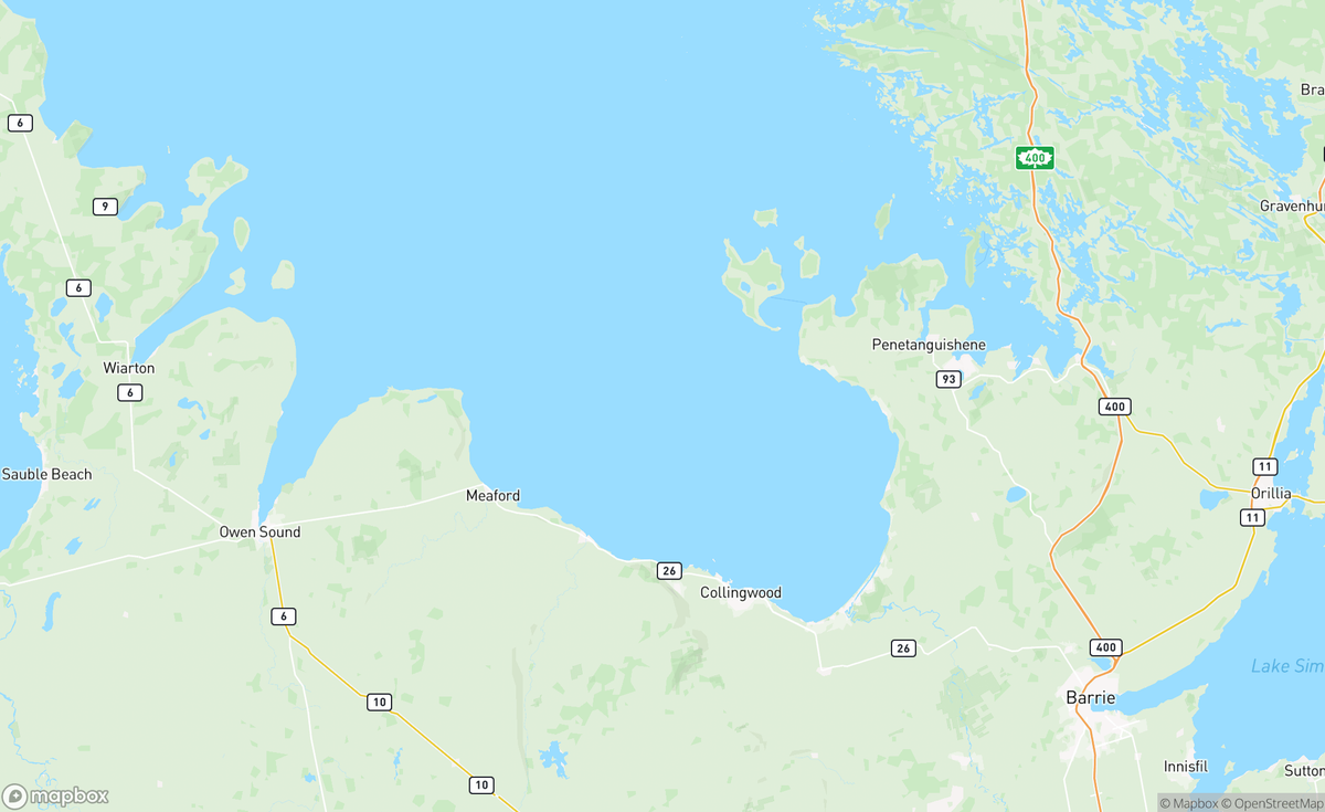 Map of Wasaga Beach, Georgian Bay, ON, CAN