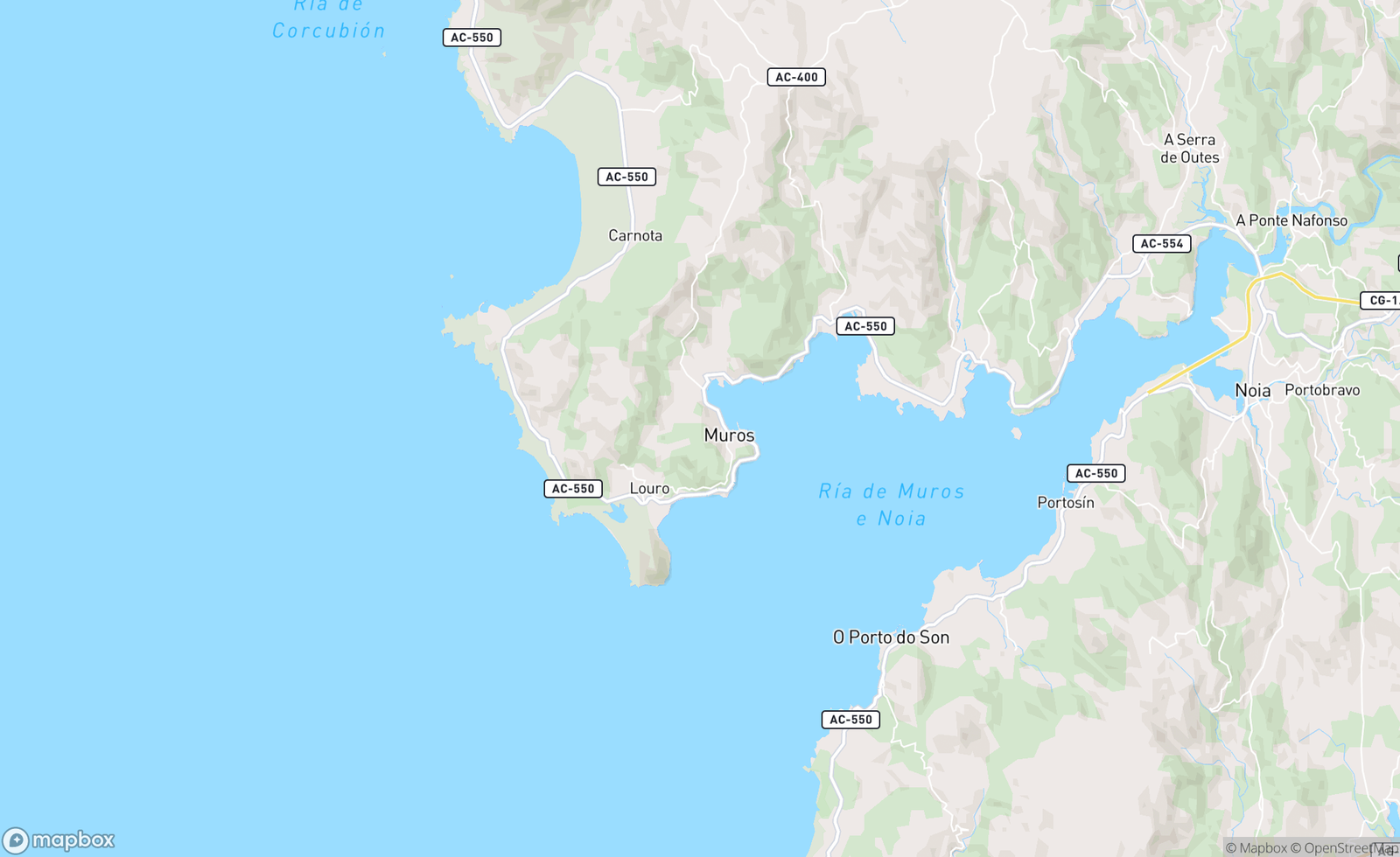 Map of Muros, A Coruña, Spain