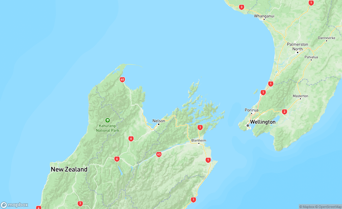 Map of Tasman Bay, Te Tai-o-Aorere, Farewell Spit, NZ