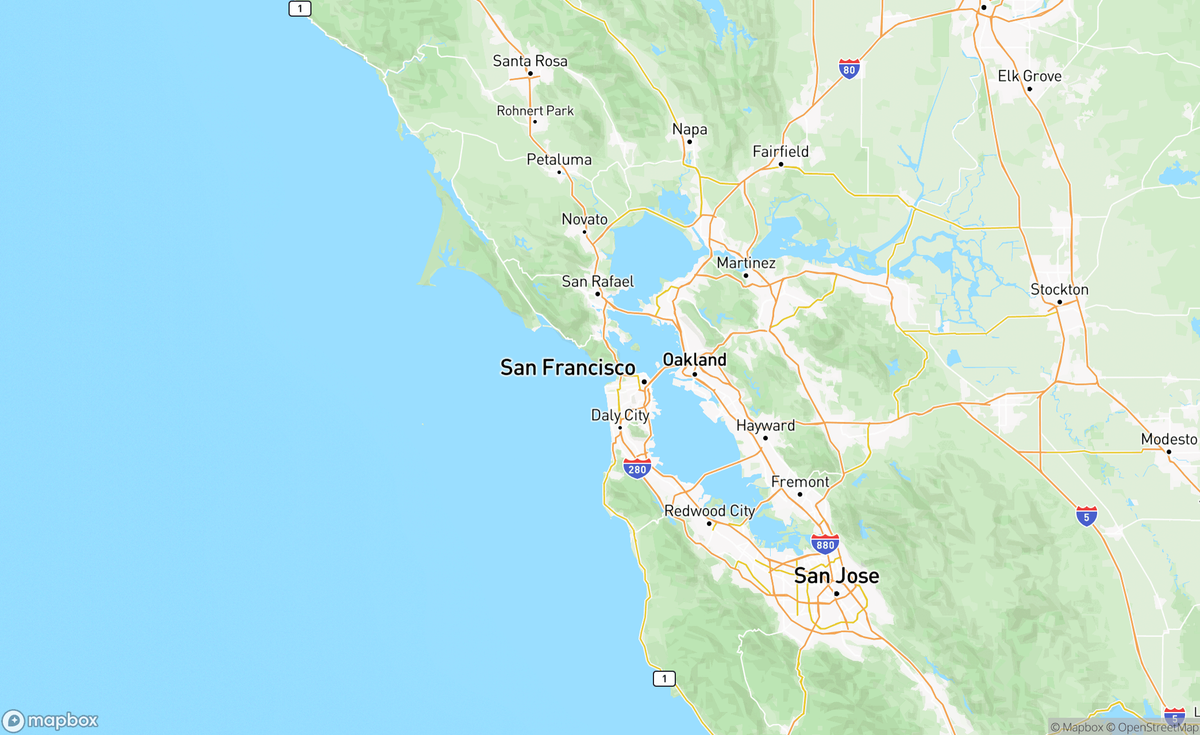 Map of San Francisco, CA, USA