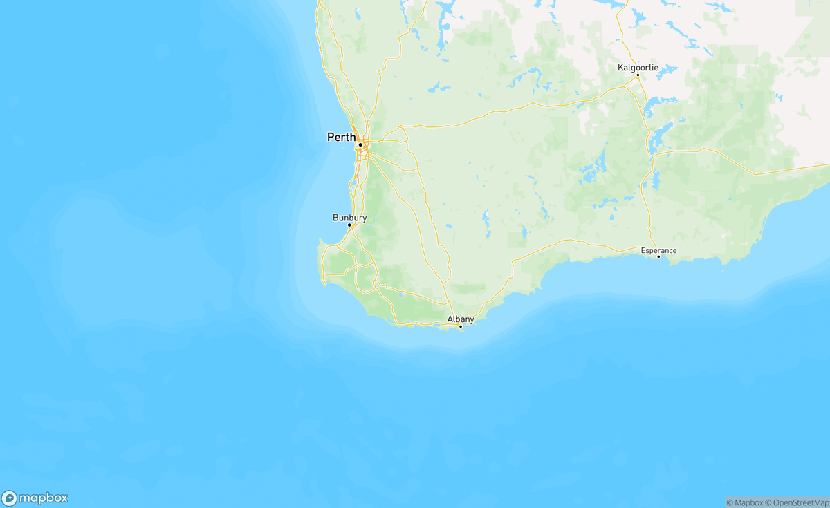Map of Perth to Bremer Bay, WA, AUS
