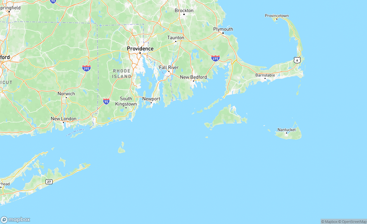 Map of Rhode Island Sound & Buzzards Bay, RI, USA