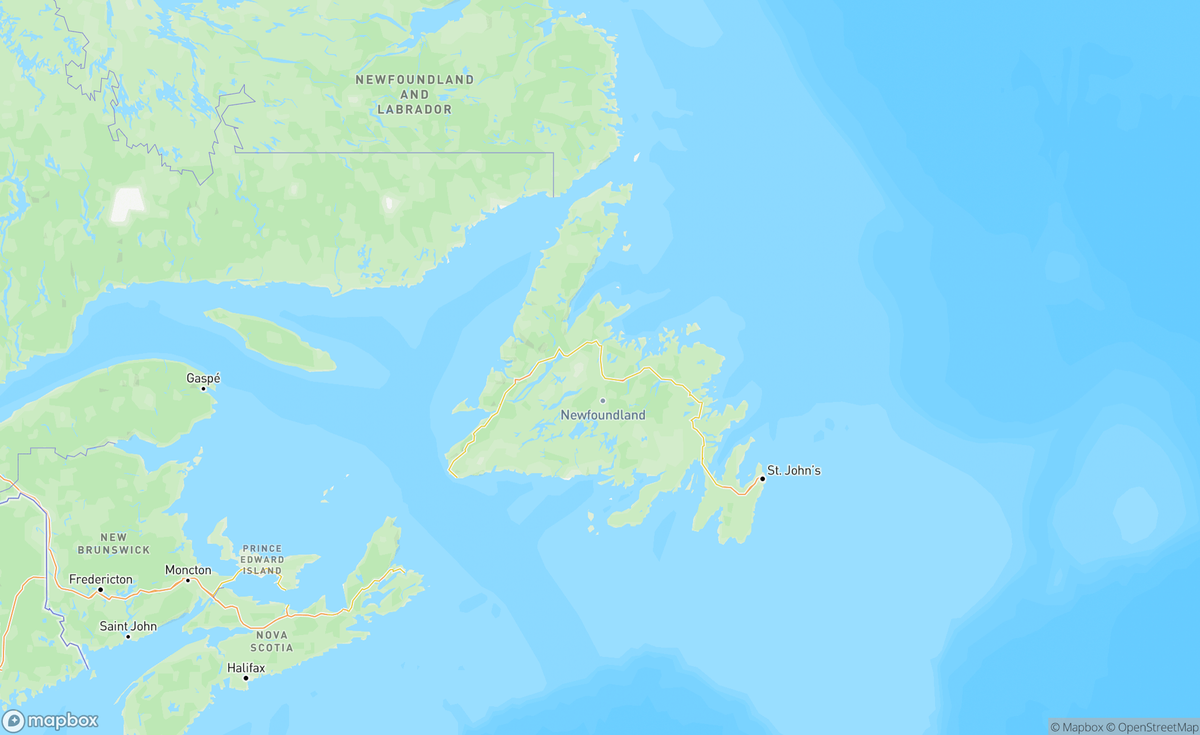 Map of Newfoundland, CAN